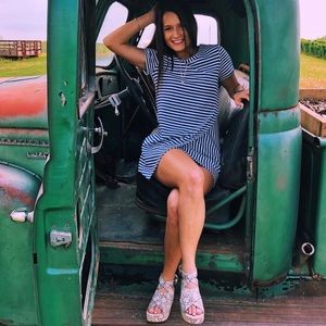 Striped asymmetrical dress